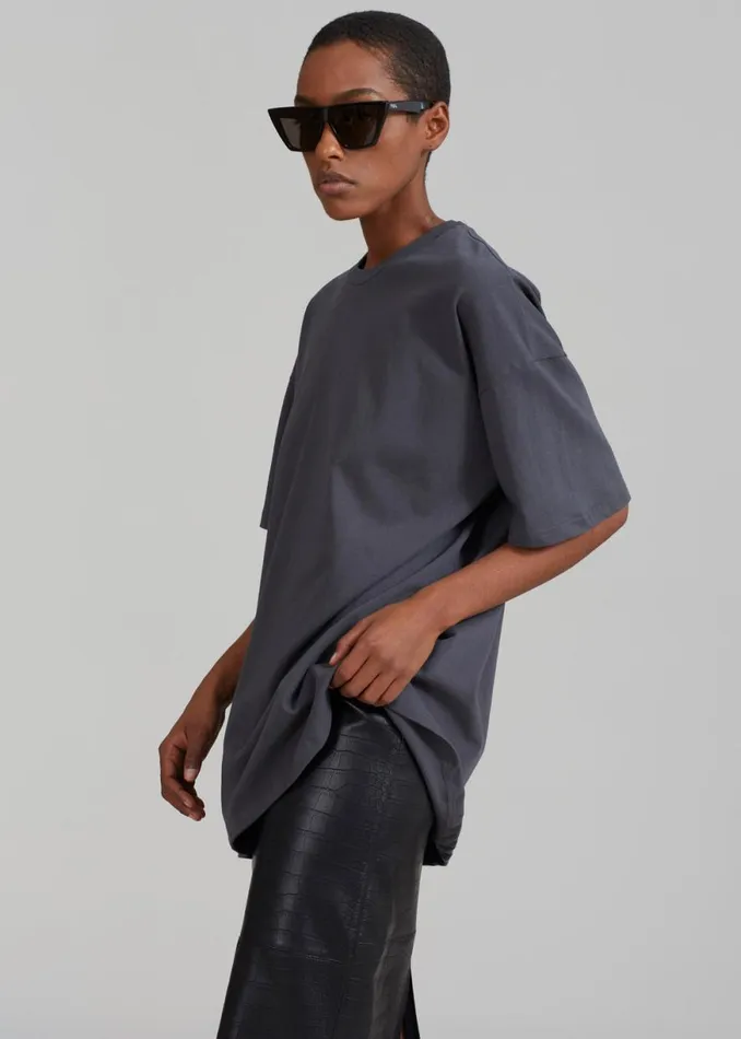 The Frankie Shop Faro Boxy Tee 8211 Charcoal Shop Clothing