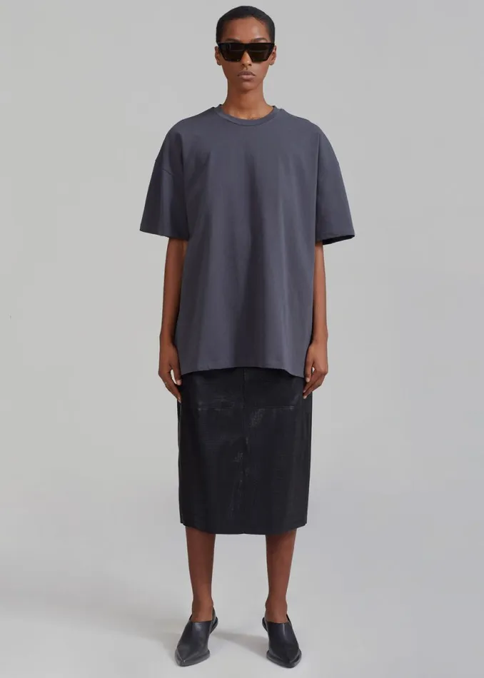 The Frankie Shop Faro Boxy Tee 8211 Charcoal Shop Clothing