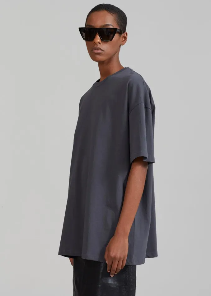 The Frankie Shop Faro Boxy Tee 8211 Charcoal Shop Clothing