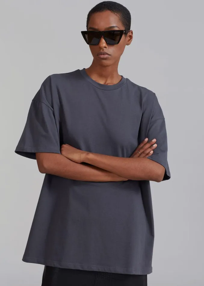 The Frankie Shop Faro Boxy Tee 8211 Charcoal Shop Clothing