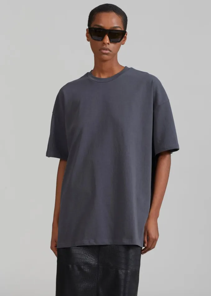 The Frankie Shop Faro Boxy Tee 8211 Charcoal Shop Clothing
