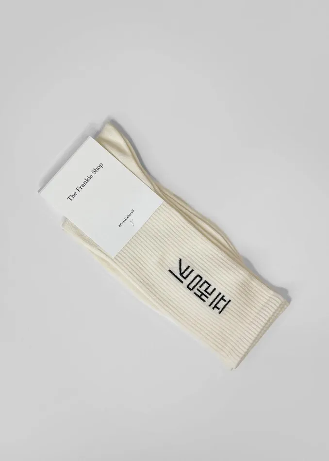 The Frankie Shop Frankie In Korean Ribbed Socks 8211 Vanilla Shop Accessories