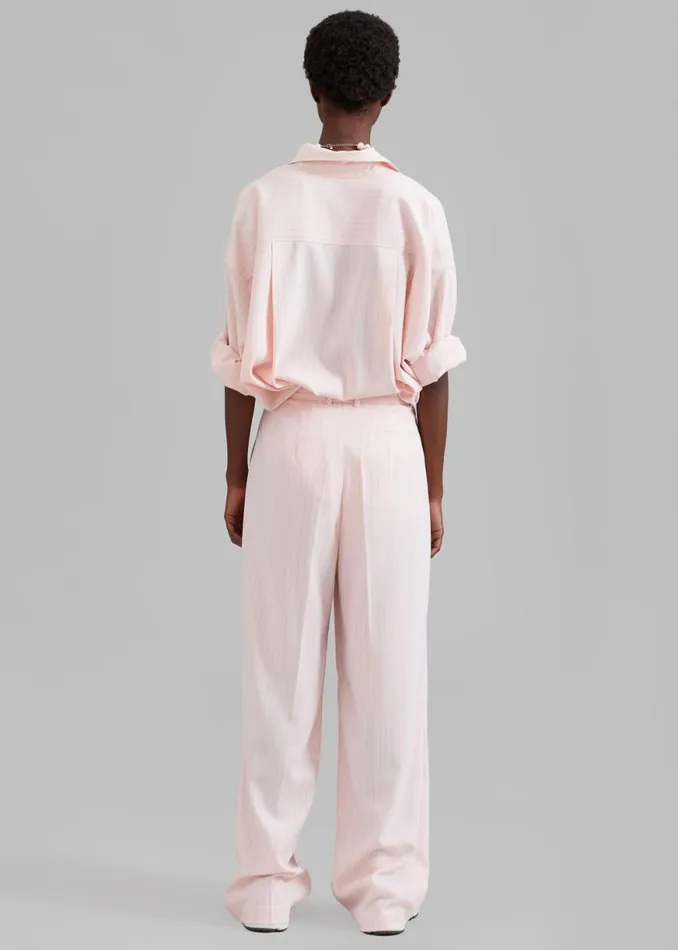 The Frankie Shop Georgia Fluid Shirt 8211 Pink Pinstripe Shop Tops