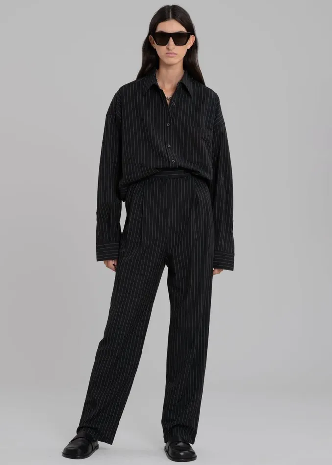 The Frankie Shop Georgia Pinstripe Shirt 8211 BlackWhite Shop Tops