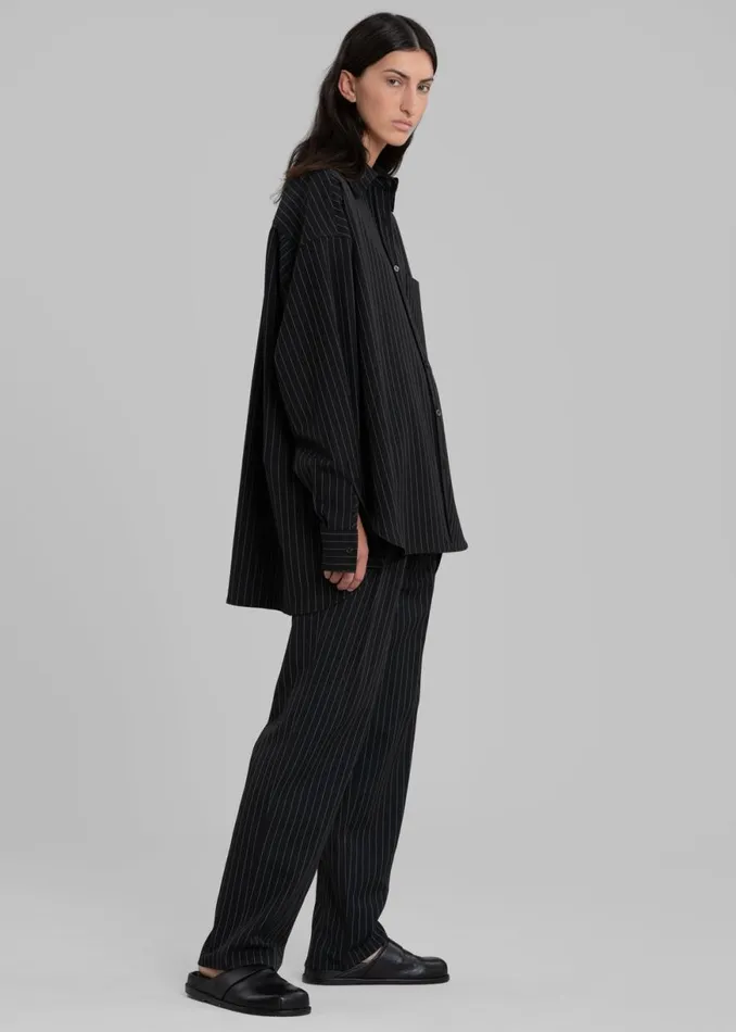 The Frankie Shop Georgia Pinstripe Shirt 8211 BlackWhite Shop Tops
