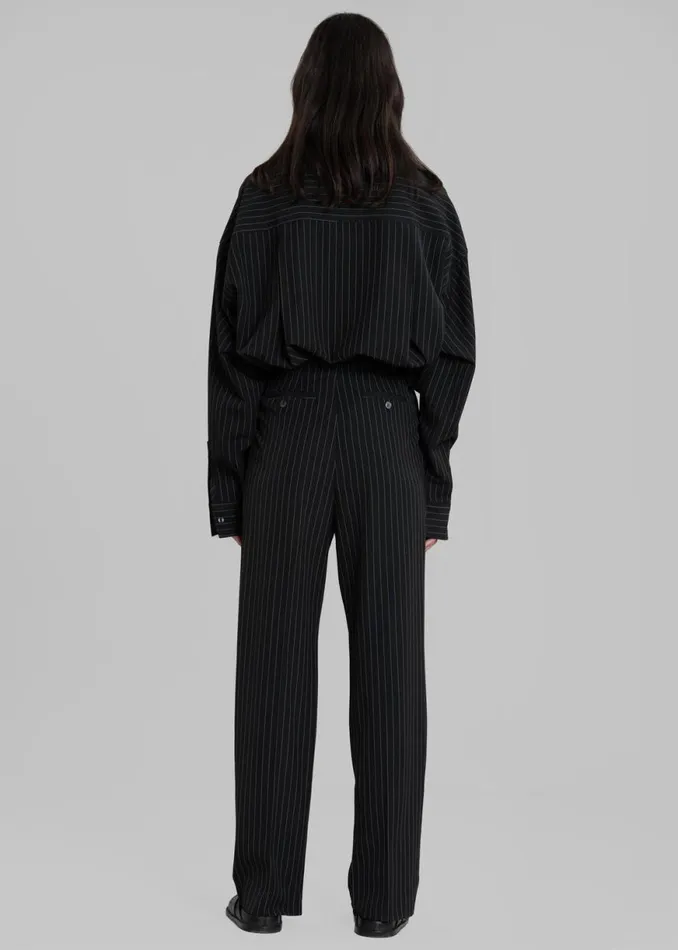The Frankie Shop Georgia Pinstripe Shirt 8211 BlackWhite Shop Tops