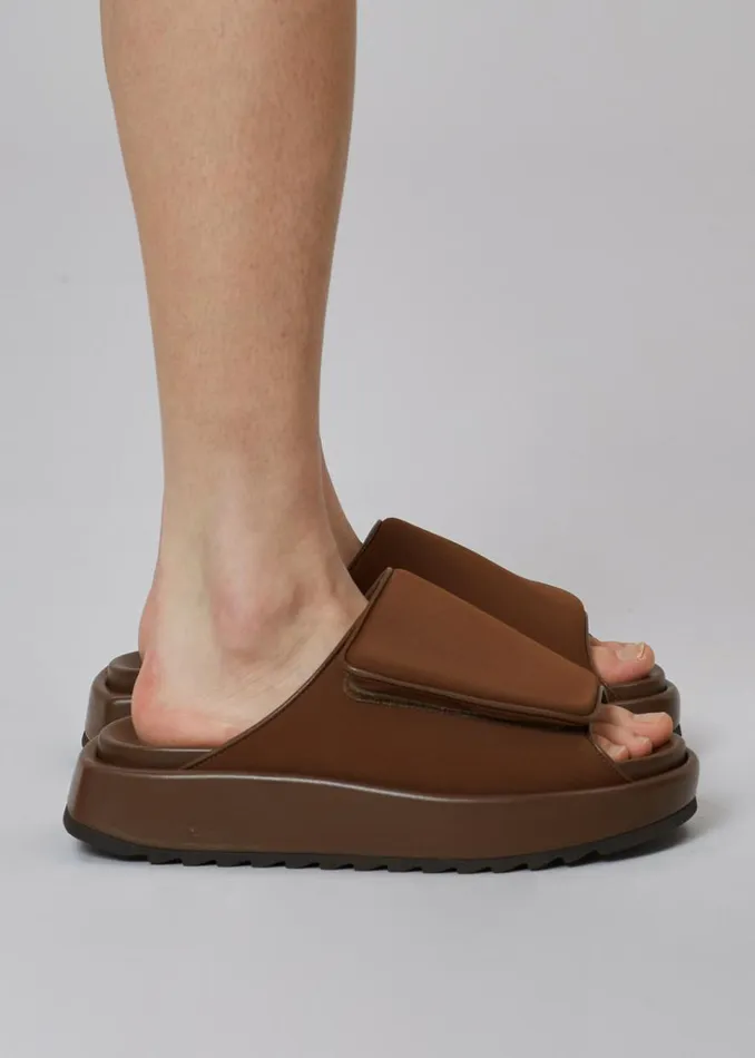 The Frankie Shop Gia Borghini Gia 1 Padded Slides 8211 Coffee Brown Shop Shoes