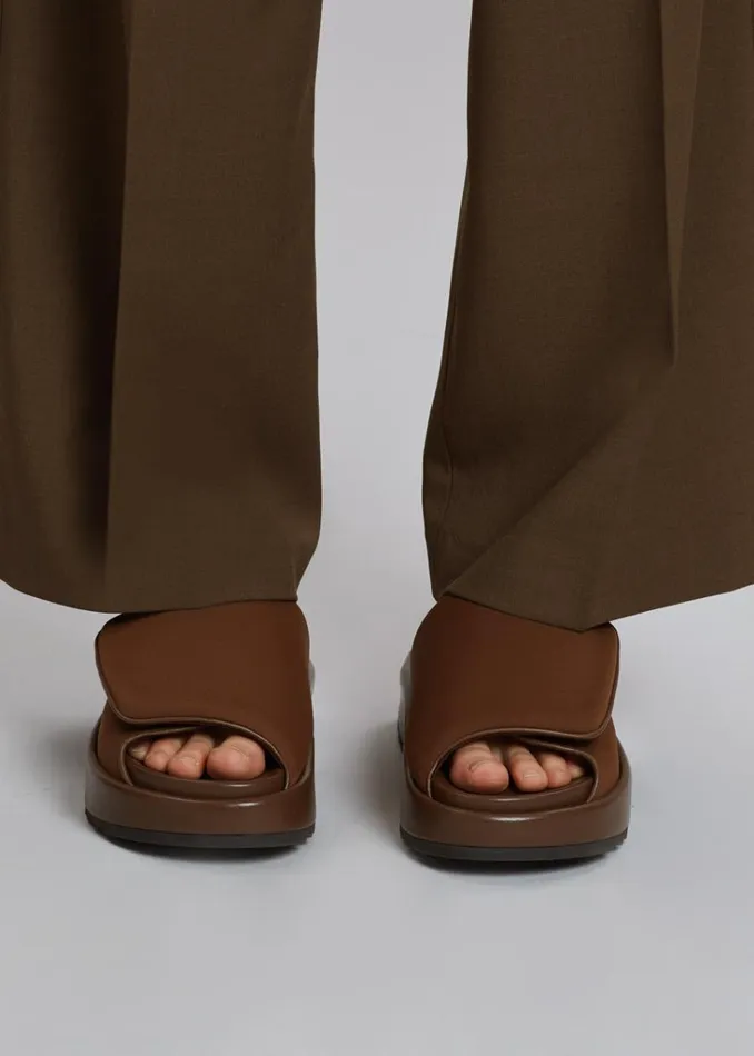 The Frankie Shop Gia Borghini Gia 1 Padded Slides 8211 Coffee Brown Shop Shoes