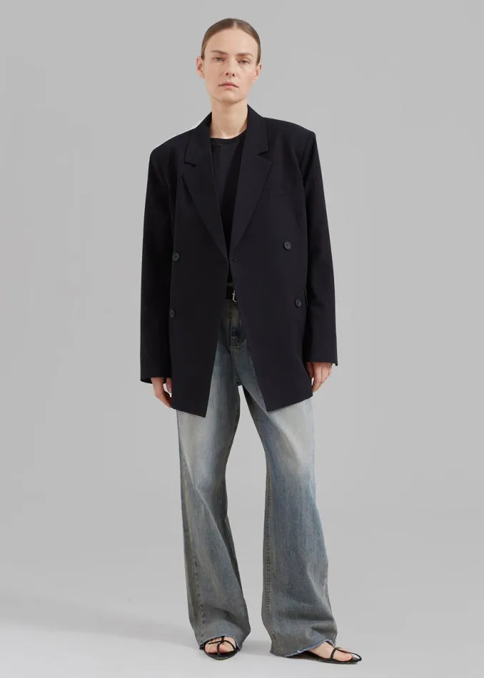 The Frankie Shop Girona Open Back Blazer 8211 Black Shop Outerwear