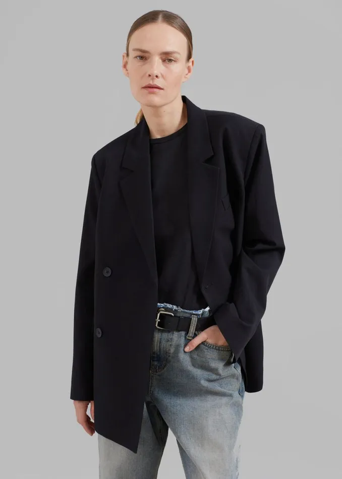 The Frankie Shop Girona Open Back Blazer 8211 Black Shop Outerwear