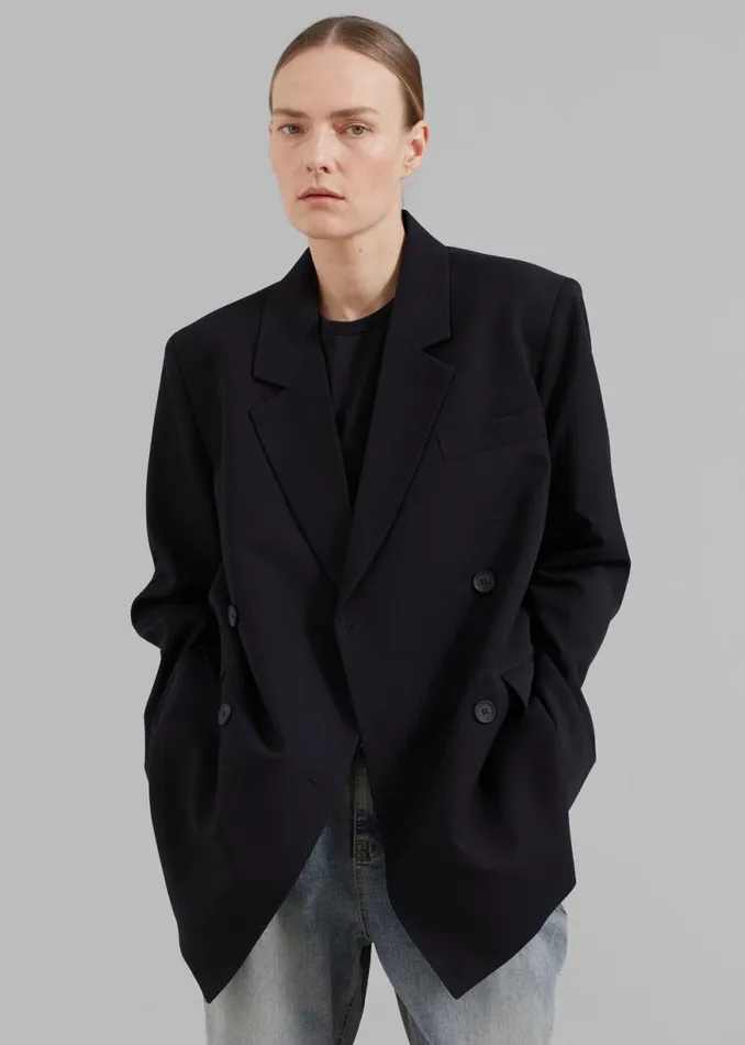 The Frankie Shop Girona Open Back Blazer 8211 Black Shop Outerwear