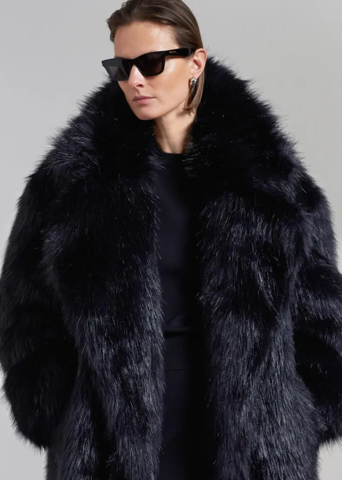 The Frankie Shop Joan Long Faux Fur Coat 8211 Black Shop Clothing