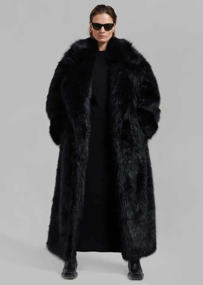 The Frankie Shop Joan Long Faux Fur Coat 8211 Black Shop Clothing