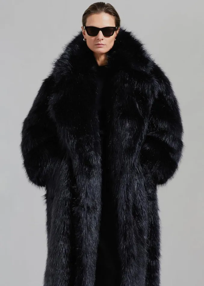 The Frankie Shop Joan Long Faux Fur Coat 8211 Black Shop Clothing