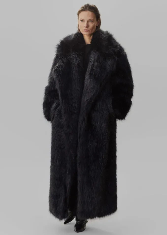 The Frankie Shop Joan Long Faux Fur Coat 8211 Black Shop Clothing