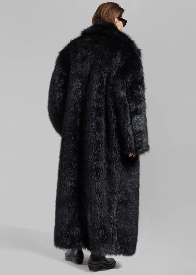 The Frankie Shop Joan Long Faux Fur Coat 8211 Black Shop Clothing