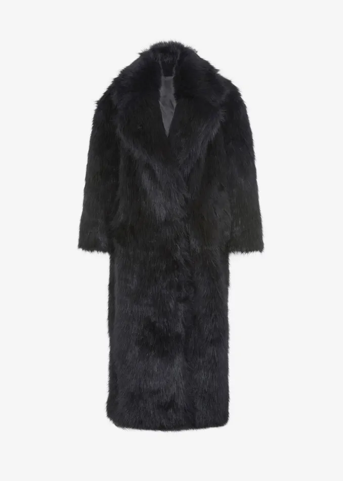 The Frankie Shop Joan Long Faux Fur Coat 8211 Black Shop Clothing