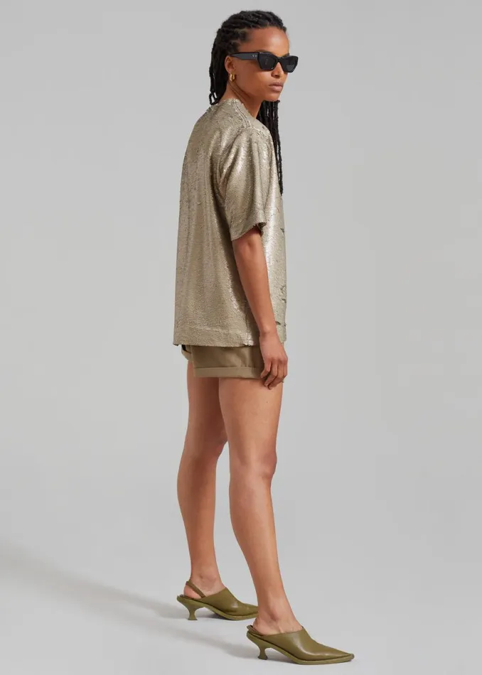 The Frankie Shop Jones Boxy Sequins Tee 8211 Bronze Shop Tops