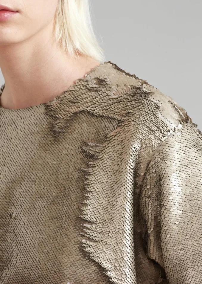 The Frankie Shop Jones Boxy Sequins Tee 8211 Bronze Shop Tops