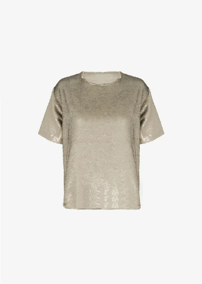 The Frankie Shop Jones Boxy Sequins Tee 8211 Bronze Shop Tops