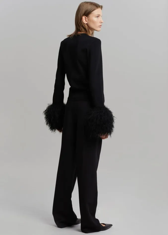 The Frankie Shop JW Anderson Pom Pom Cuff Crew Neck Jumper 8211 Black Shop Tops