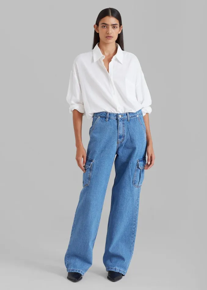 The Frankie Shop Kai Cargo Denim Pants 8211 Blue Denim Shop Denim