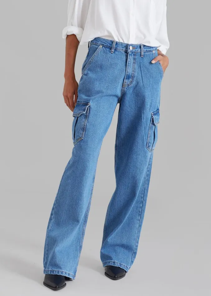 The Frankie Shop Kai Cargo Denim Pants 8211 Blue Denim Shop Denim