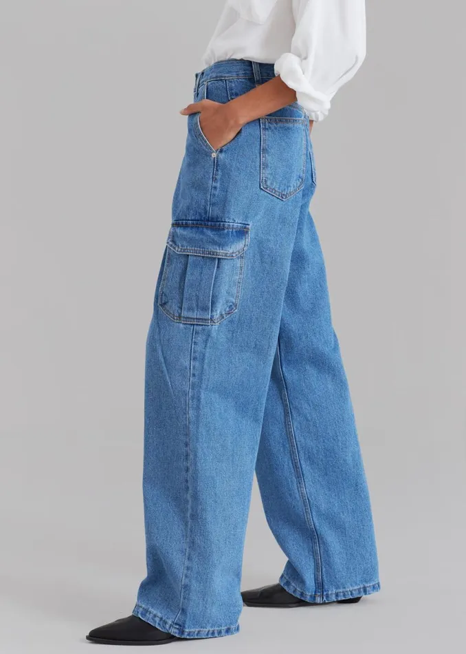 The Frankie Shop Kai Cargo Denim Pants 8211 Blue Denim Shop Denim