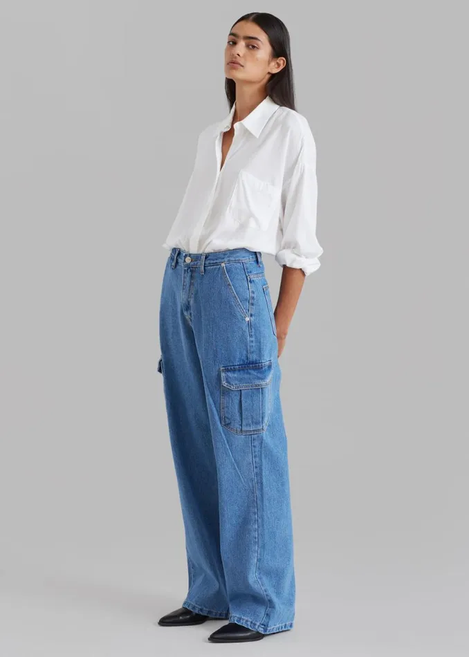 The Frankie Shop Kai Cargo Denim Pants 8211 Blue Denim Shop Denim