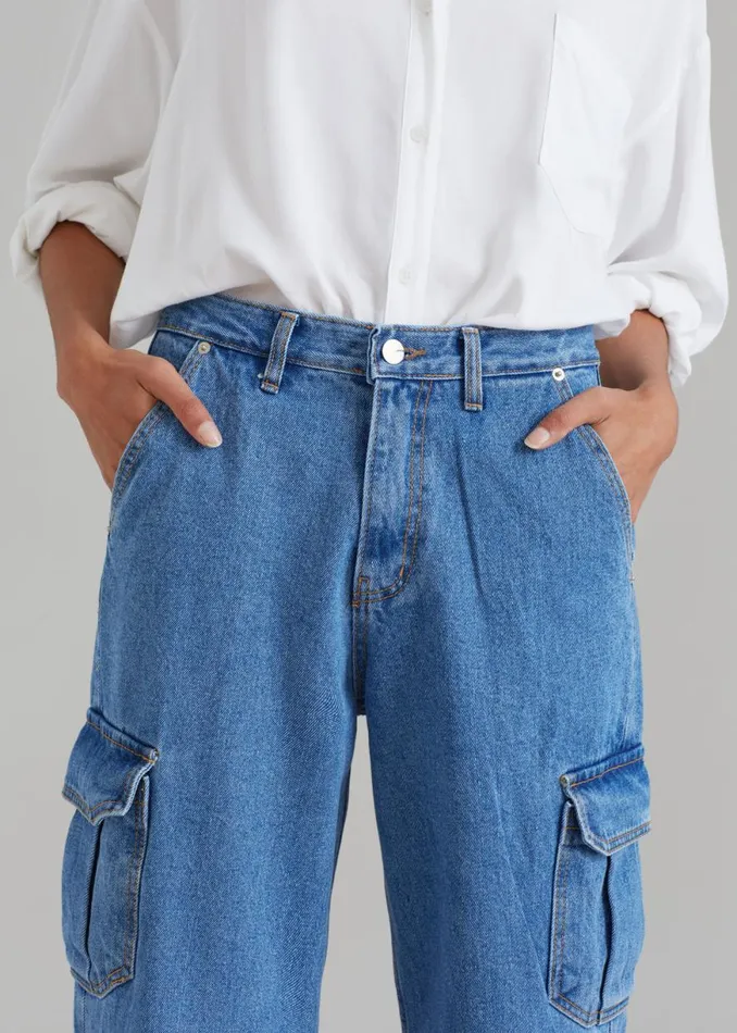 The Frankie Shop Kai Cargo Denim Pants 8211 Blue Denim Shop Denim