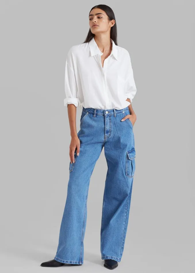 The Frankie Shop Kai Cargo Denim Pants 8211 Blue Denim Shop Denim