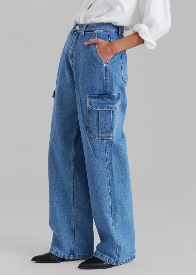 The Frankie Shop Kai Cargo Denim Pants 8211 Blue Denim Shop Denim