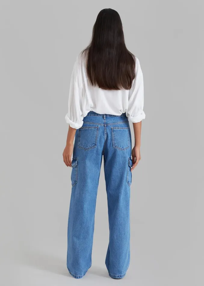 The Frankie Shop Kai Cargo Denim Pants 8211 Blue Denim Shop Denim