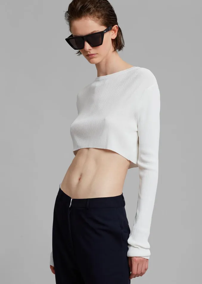 The Frankie Shop Kaz Cropped Knit Top 8211 White Shop Tops