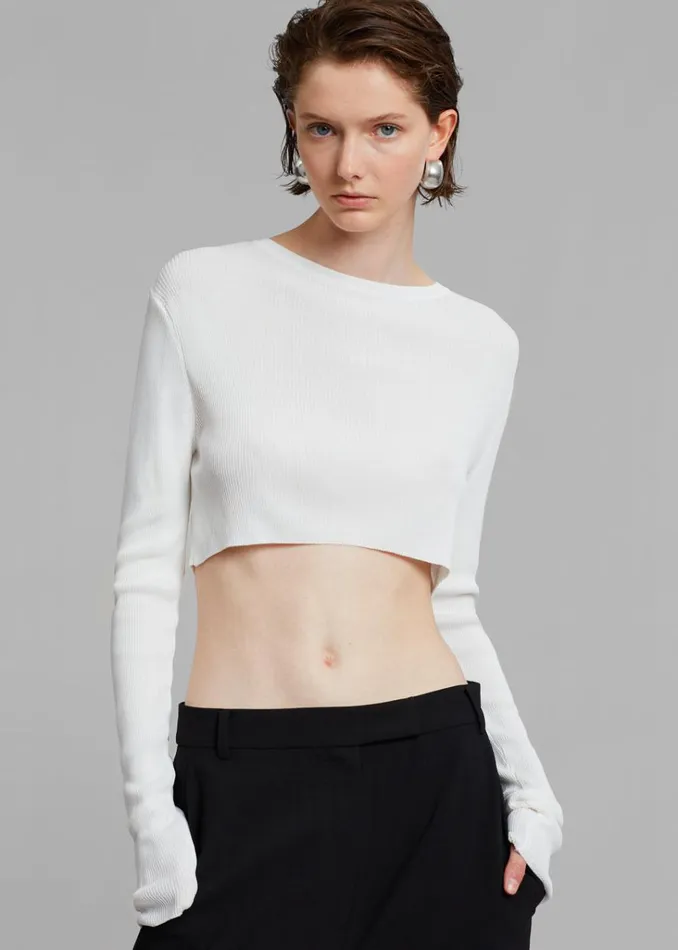 The Frankie Shop Kaz Cropped Knit Top 8211 White Shop Tops