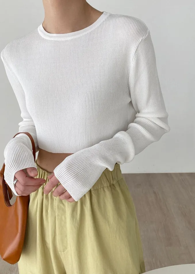 The Frankie Shop Kaz Cropped Knit Top 8211 White Shop Tops