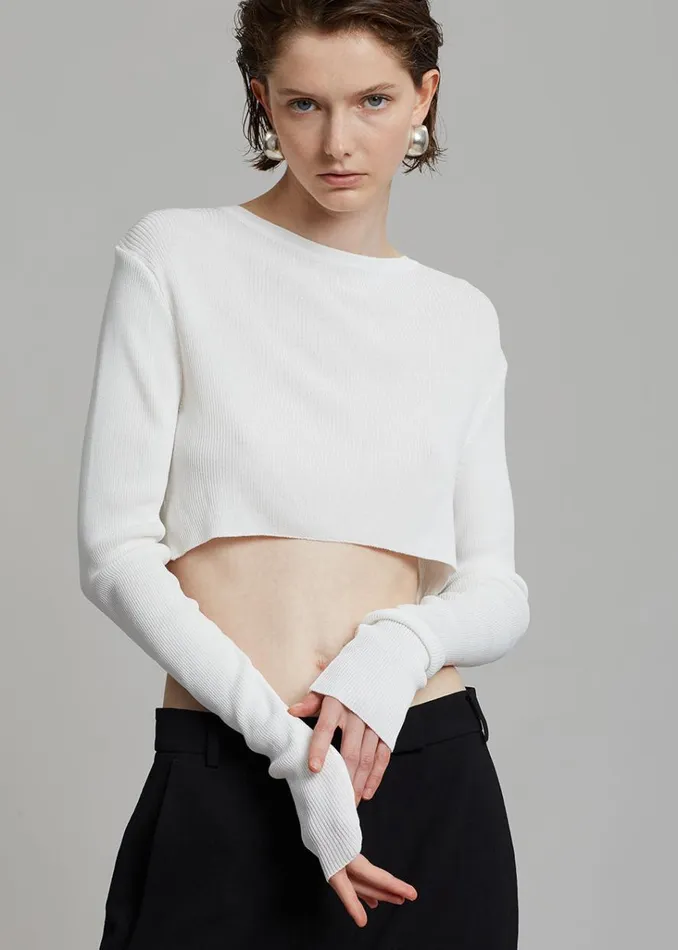 The Frankie Shop Kaz Cropped Knit Top 8211 White Shop Tops