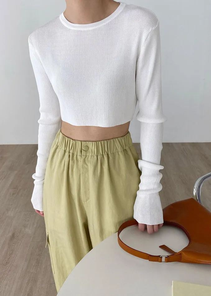 The Frankie Shop Kaz Cropped Knit Top 8211 White Shop Tops