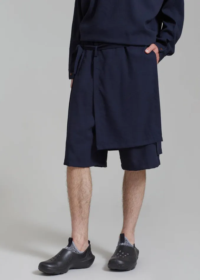 The Frankie Shop Keanu Light Wrap Shorts 8211 Blue Shop Clothing