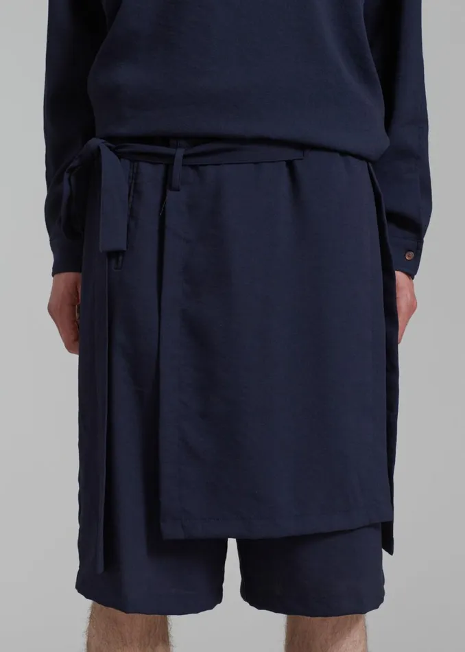 The Frankie Shop Keanu Light Wrap Shorts 8211 Blue Shop Clothing