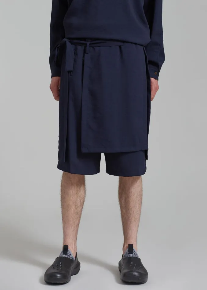 The Frankie Shop Keanu Light Wrap Shorts 8211 Blue Shop Clothing
