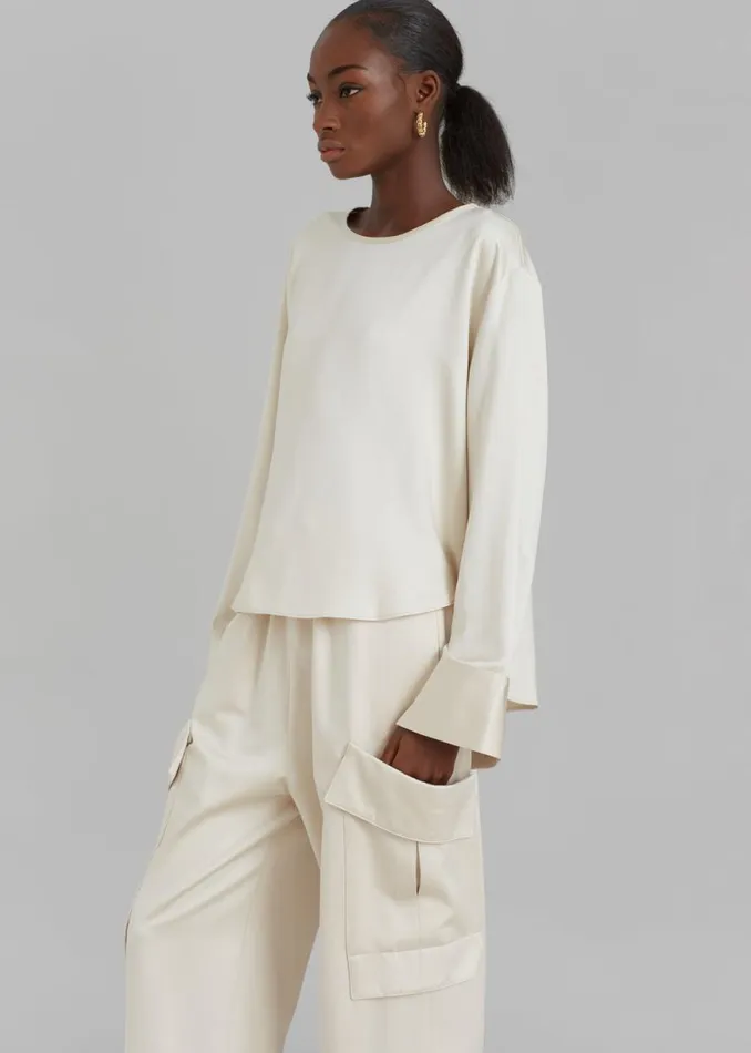 The Frankie Shop Kemp Silky Blouse 8211 Cream Shop Tops
