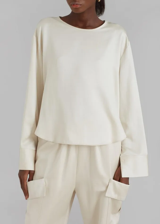 The Frankie Shop Kemp Silky Blouse 8211 Cream Shop Tops