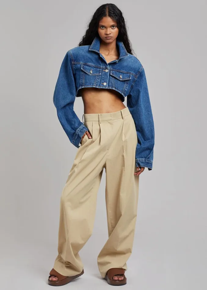 The Frankie Shop Kett Cropped Denim Jacket 8211 Dark Indigo Shop Denim