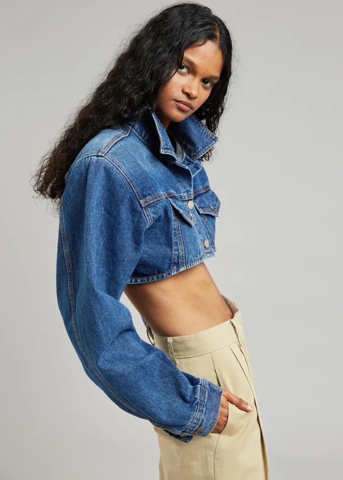 The Frankie Shop Kett Cropped Denim Jacket 8211 Dark Indigo Shop Denim