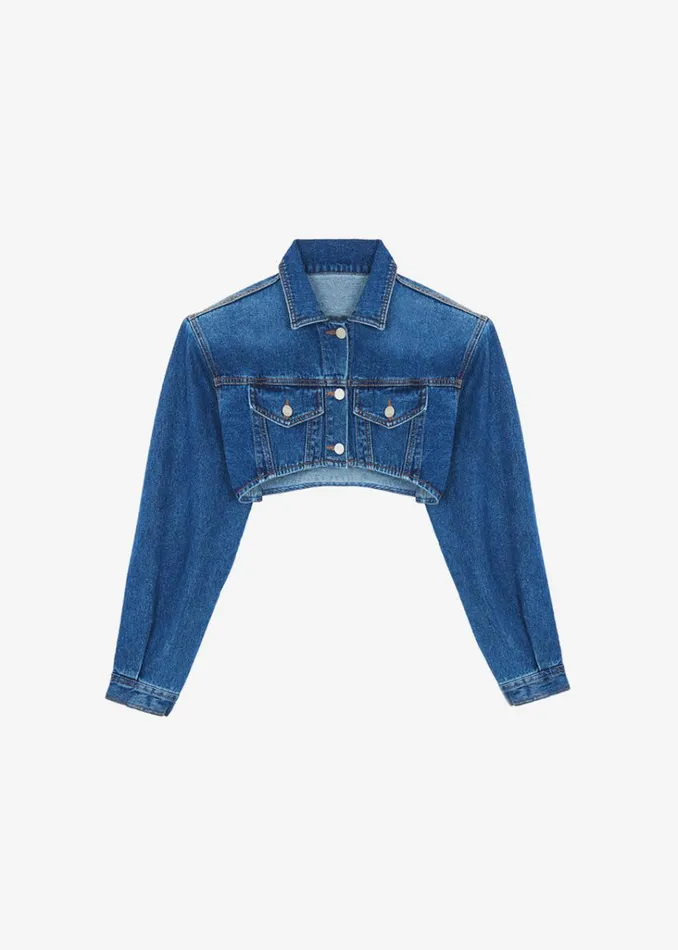 The Frankie Shop Kett Cropped Denim Jacket 8211 Dark Indigo Shop Denim