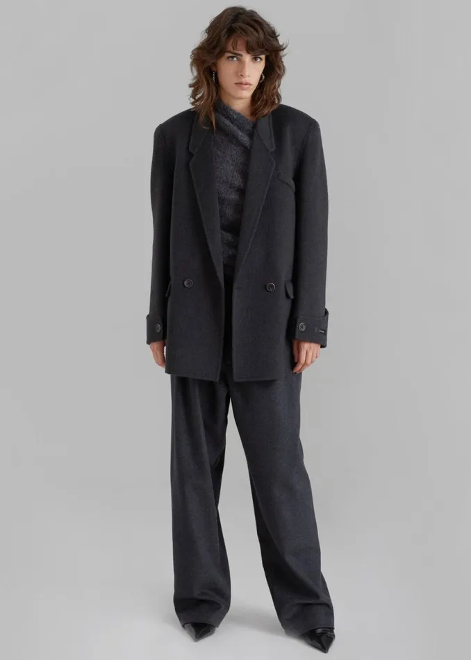 The Frankie Shop Kian Wool Blazer 8211 Charcoal Shop Outerwear
