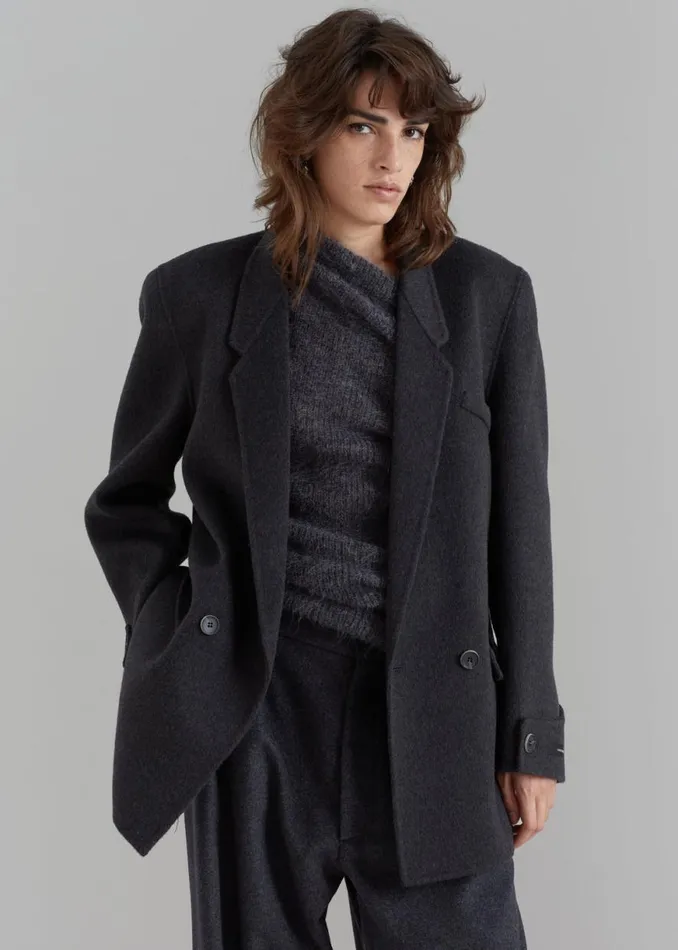 The Frankie Shop Kian Wool Blazer 8211 Charcoal Shop Outerwear