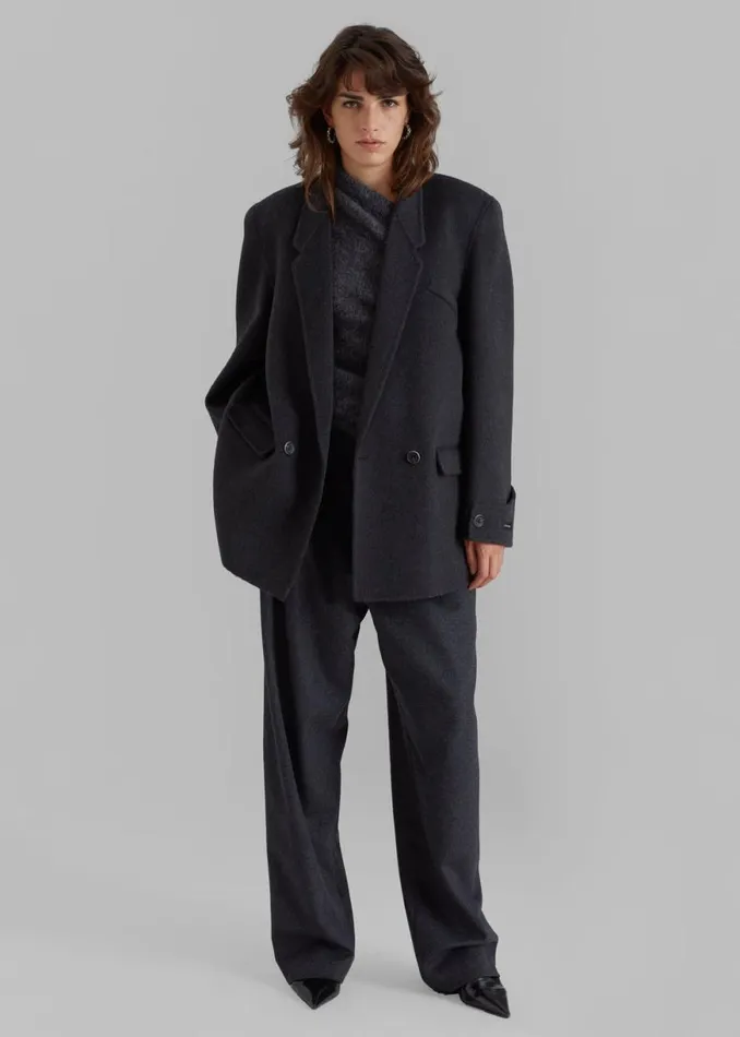 The Frankie Shop Kian Wool Blazer 8211 Charcoal Shop Outerwear