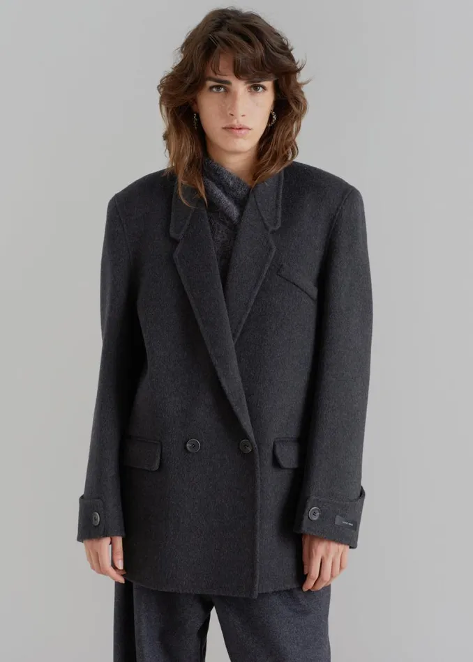 The Frankie Shop Kian Wool Blazer 8211 Charcoal Shop Outerwear